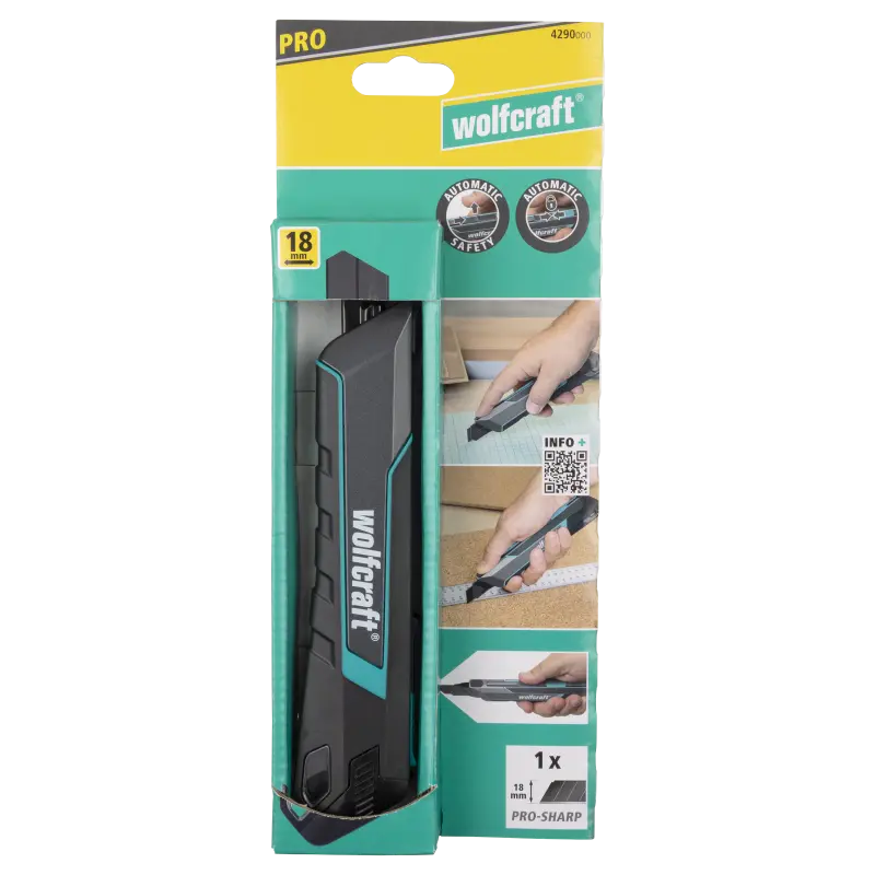 Nůž s odlamovací čepelí Wolfcraft PRO SAFETY, 18 mm, L/P 4290000 (WOLF4290000)