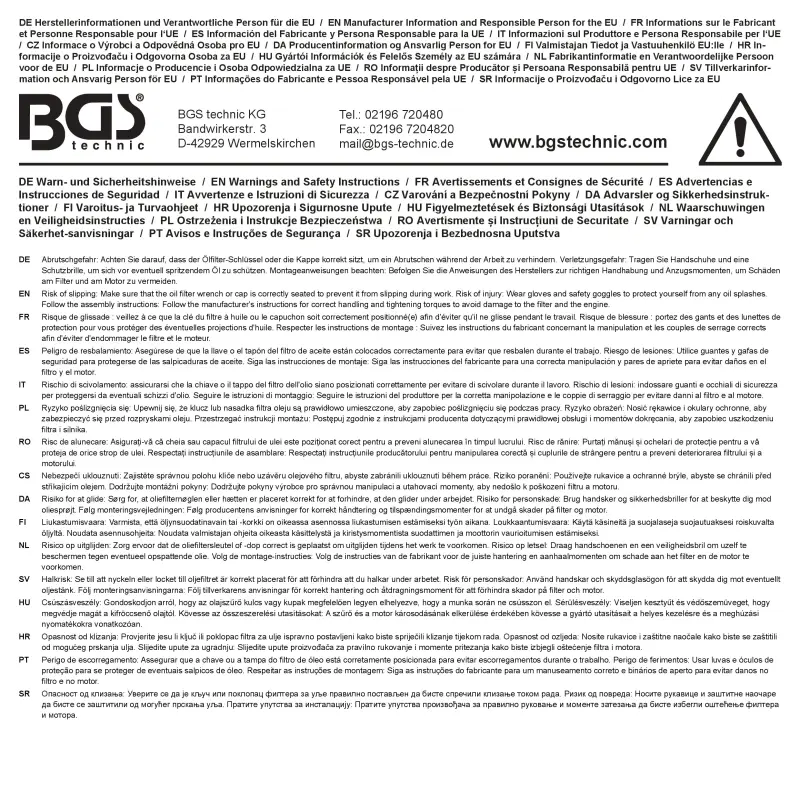 Kľúč na olejové filtre 14hranný pr. 63,5 mm pre Tesla BGS 74649 (BGS1074649)