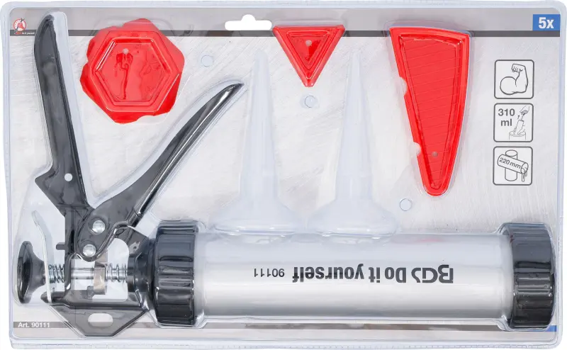 Vytláčacia hliníková pištoľ na patróny Kraftmann 90111 so sadou hladidiel na škáry - 5 dielov (BGS1090111)