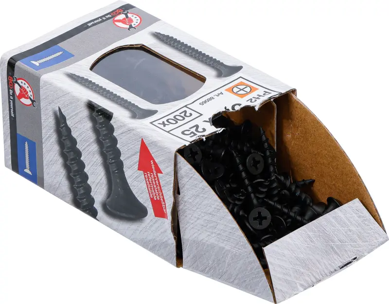 Sadrokartónové skrutky PH2 hrubý závit 3,9 × 25 mm 200 ks Kraftmann 88065 (BGS1088065)