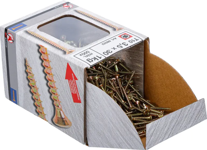 Viacúčelové skrutky T-profil T10 3,5 x 30 mm 1 kg / 500 ks Kraftmann 88022 (BGS1088022)