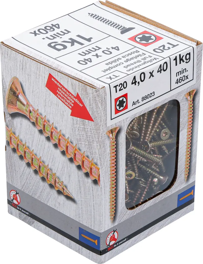Viacúčelové skrutky T-profil T20 4,0 x 40 mm 1 kg / 460 ks Kraftmann 88023 (BGS1088023)