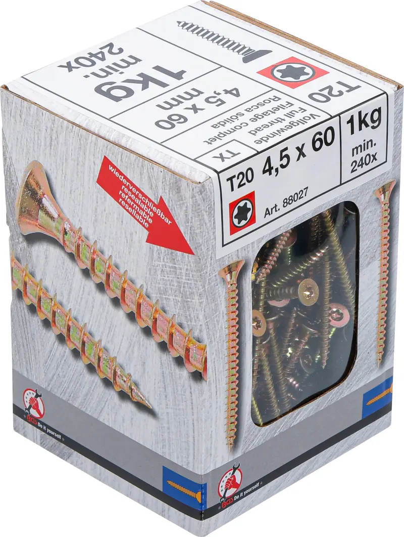 Viacúčelové skrutky T-profil T20 4,0 x 60 mm 1 kg / 240 ks Kraftmann 88027 (BGS1088027)