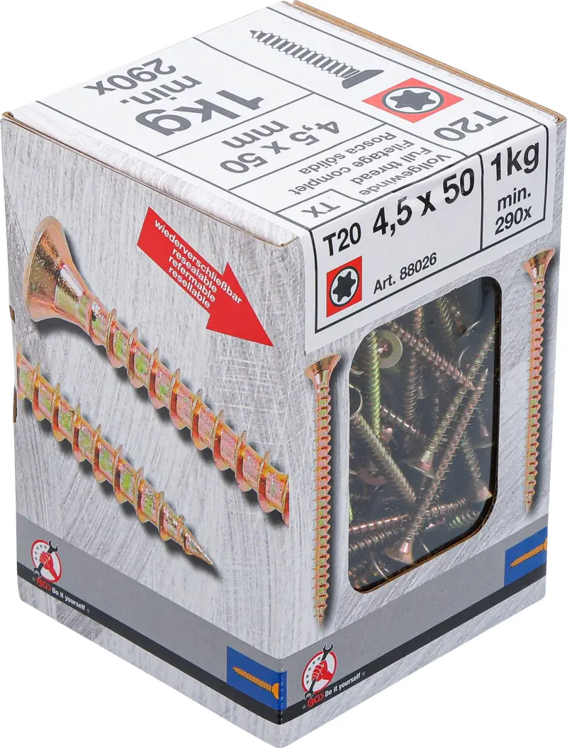 Viacúčelové skrutky T-profil T20 4,5 x 50 mm 1 kg / 290 ks Kraftmann 88026 (BGS1088026)