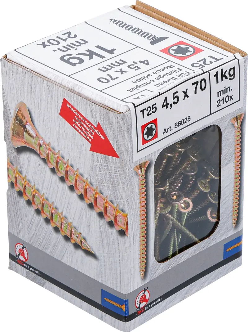 Viacúčelové skrutky T-profil T20 4,5 x 70 mm 1 kg / 210 ks Kraftmann 88028 (BGS1088028)
