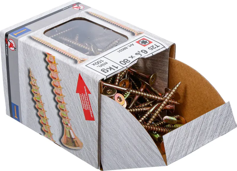 Viacúčelové skrutky T-profil T25 6,0 x 80 mm 1 kg / 100 ks Kraftmann 88031 (BGS1088031)