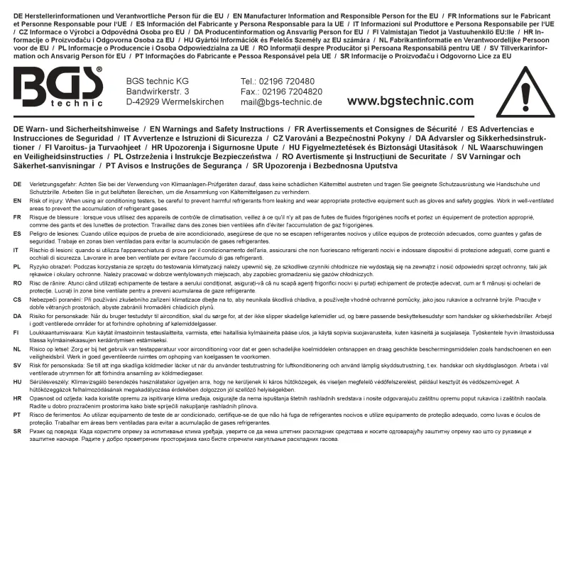 Klimatizačné servisné a údržbové zariadenia BGS 7092 (BGS107092)
