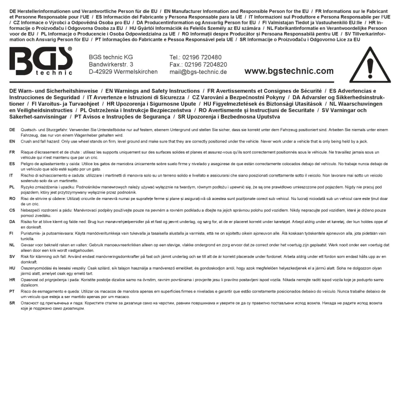 Podstavec nosnosť 3000 kg zdvih 440 - 720 mm BGS 74670 (BGS1074670)