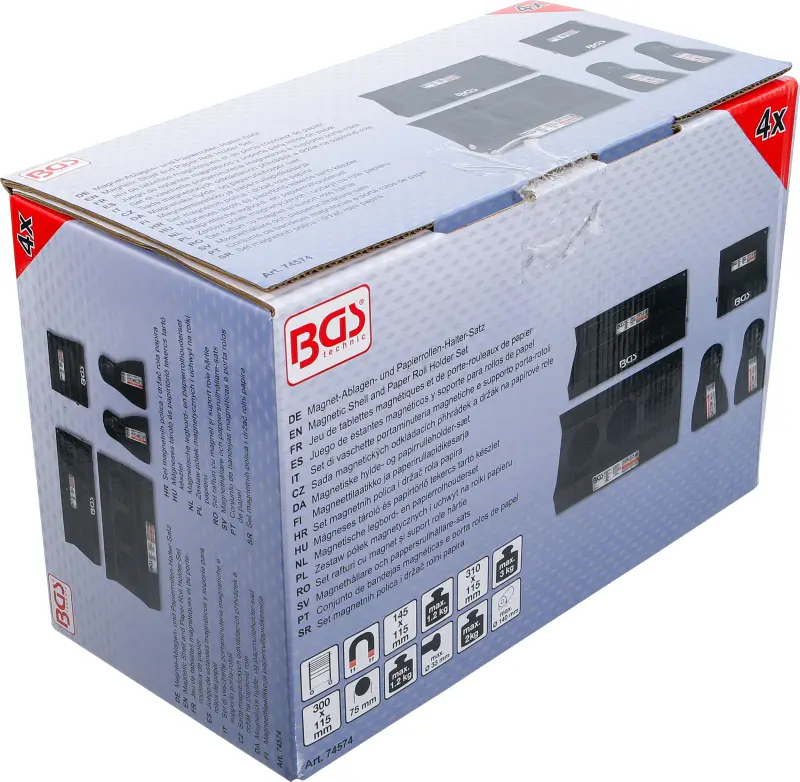 Magnetické odkladacie priehradky a držiak na rolky BGS 74574 - 4 diely (BGS1074574)