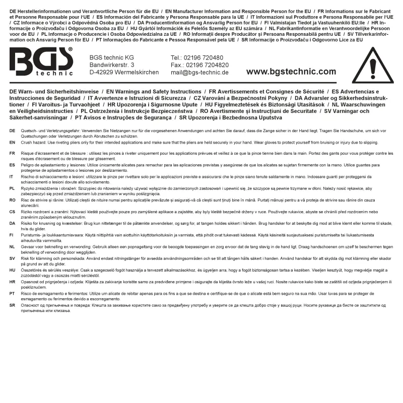 Nitovacie kliešte pre slepé nity a nitovacie matice BGS 74579 (BGS1074579)