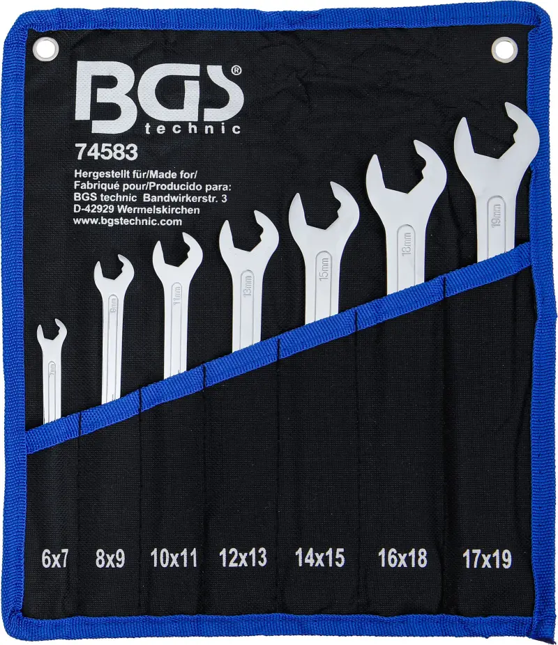 Obojstranné ploché kľúče 6 ÷ 19 mm BGS 74583 - 7 dielov (BGS1074583)