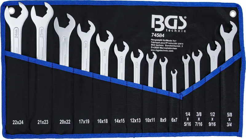 Obojstranné ploché kľúče 6 ÷ 22 mm | 1/4" ÷ 3/4" BGS 74584 - 14 dielov (BGS1074584)