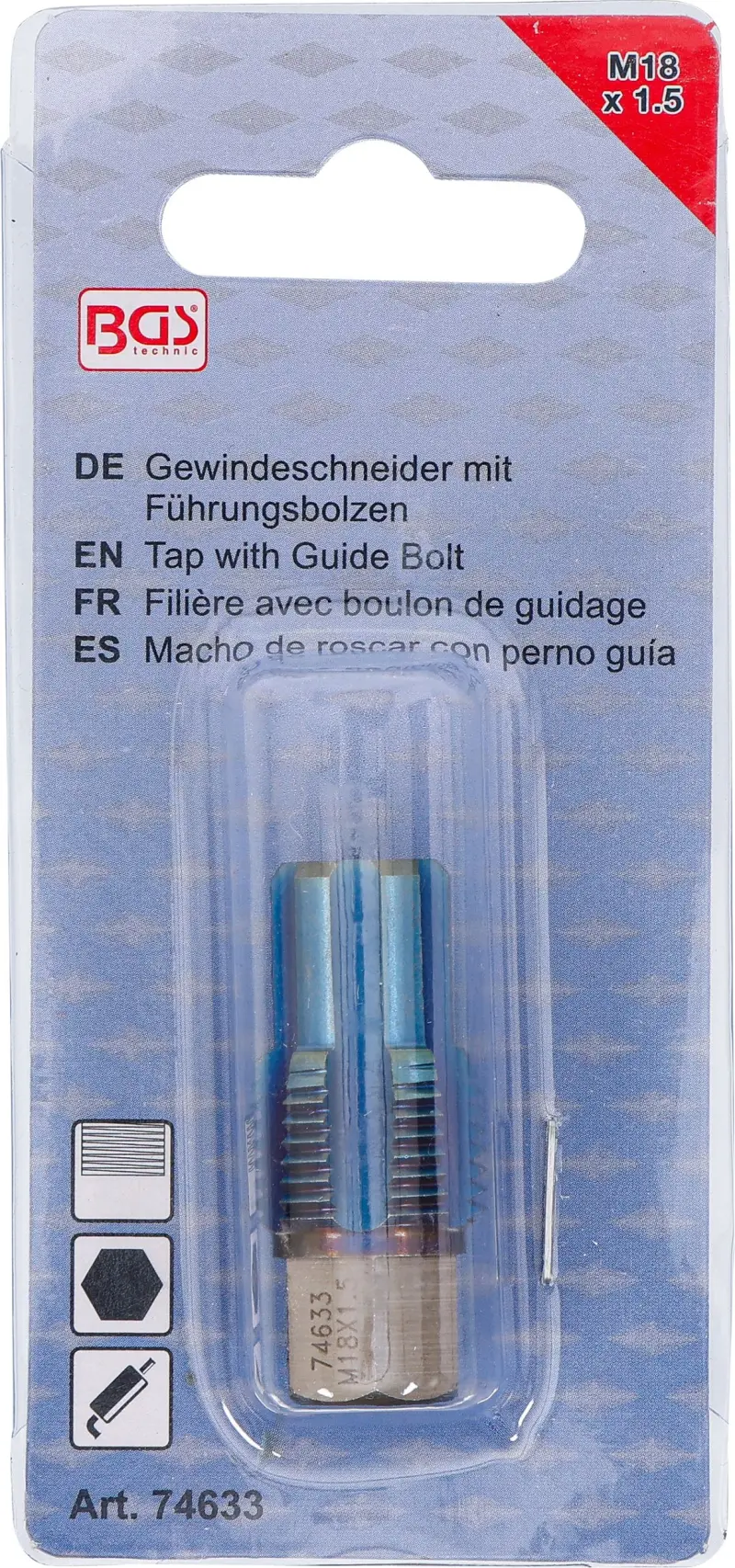 Závitník s vodiacim čapom pre lambda sondy M18 x 1,5 BGS 74633 (BGS1074633)