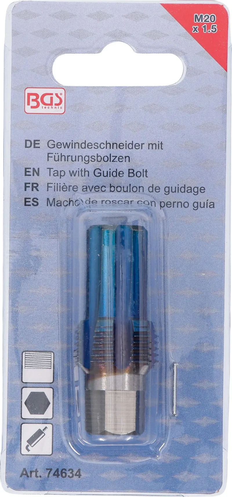 Závitník s vodiacim čapom pre senzory M20 x 1,5 BGS 74634 (BGS1074634)