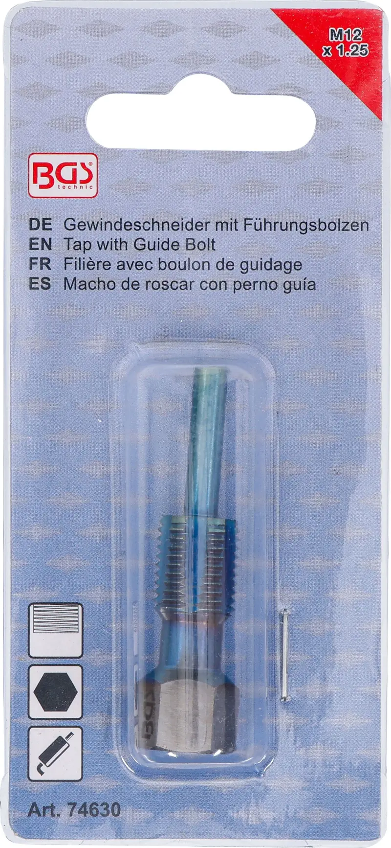 Závitník s vodiacim čapom pre pre teplotné senzory M12 x 1,25 BGS 74630 (BGS1074630)