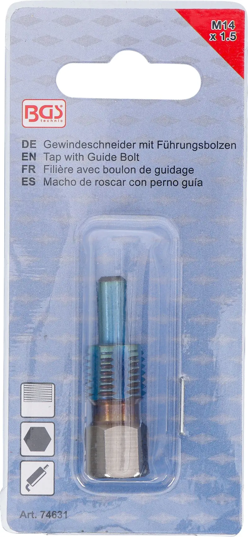 Závitník s vodiacim čapom pre teplotné senzory M14 x 1,5 BGS 74631 (BGS1074631)