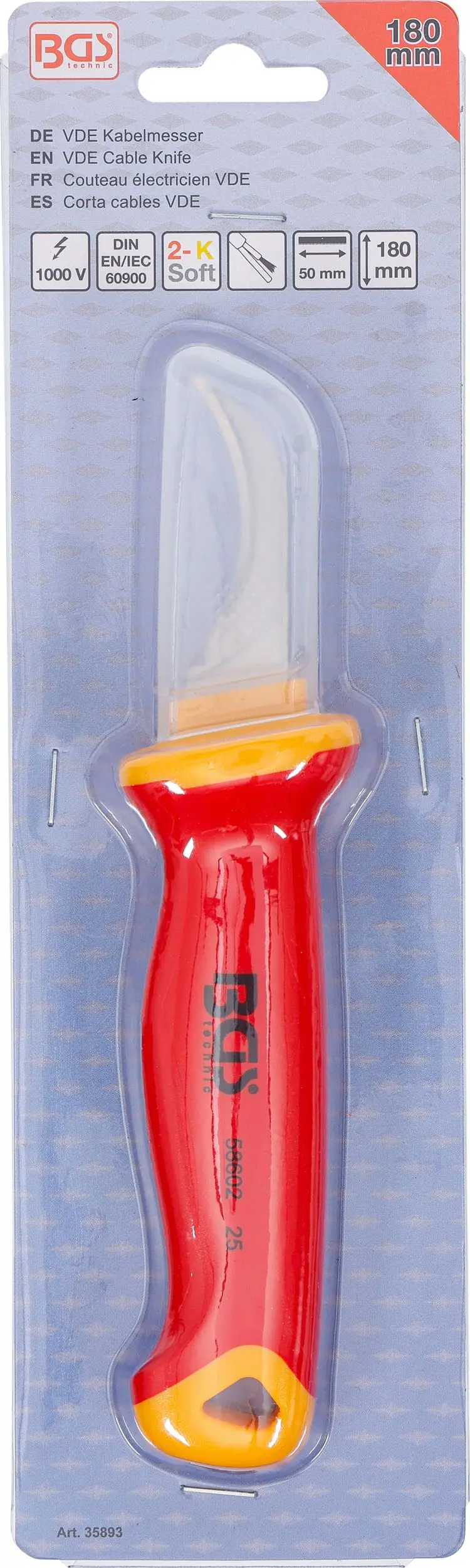 Káblový nôž VDE 180 mm BGS 35893 háková čepeľ (BGS1035893)