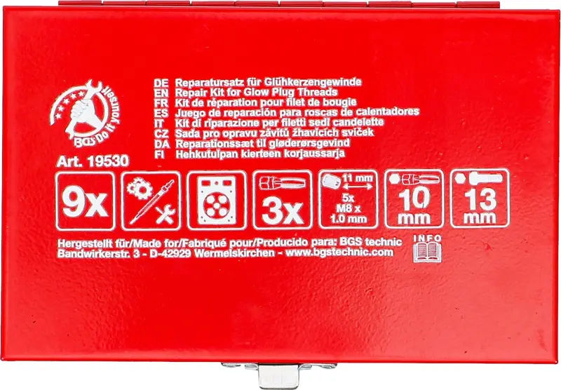 Súprava na opravu závitov žhaviacich sviečok M8 x 1,0 Kraftmann 19530 (BGS1019530)