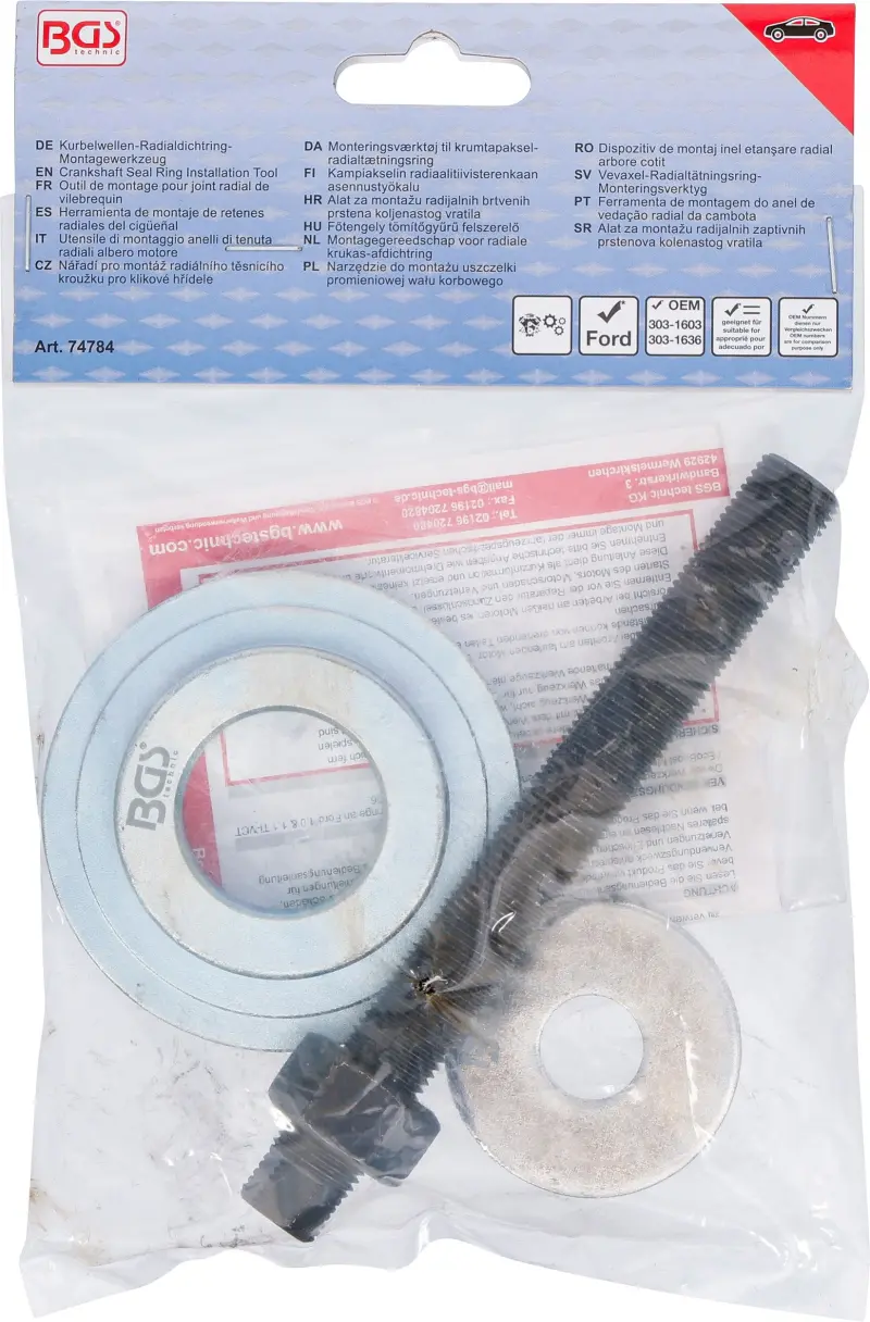 Náradie pre montáž radiálneho tesniaceho krúžku pre kľukové hriadele pre Ford 1.0 & 1.1 Ti-VCT / EcoBoost BGS 74784 (BGS1074784)