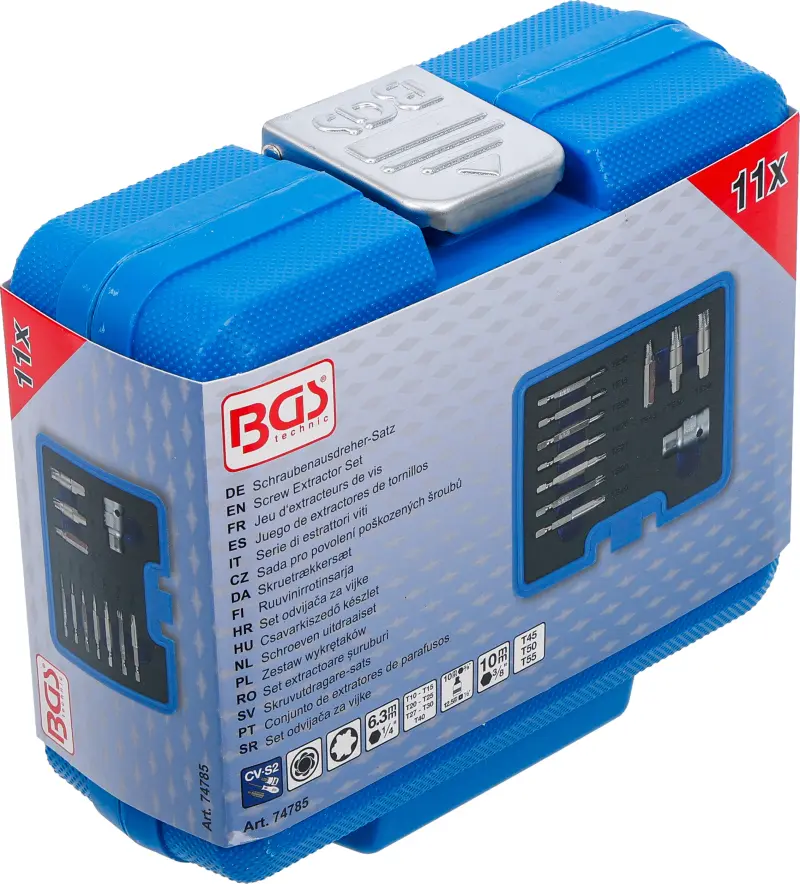 Nástroje na poškozené šrouby - defektní T-profil T10 ÷ T55 BGS 74785 - 11 dílů (BGS1074785)