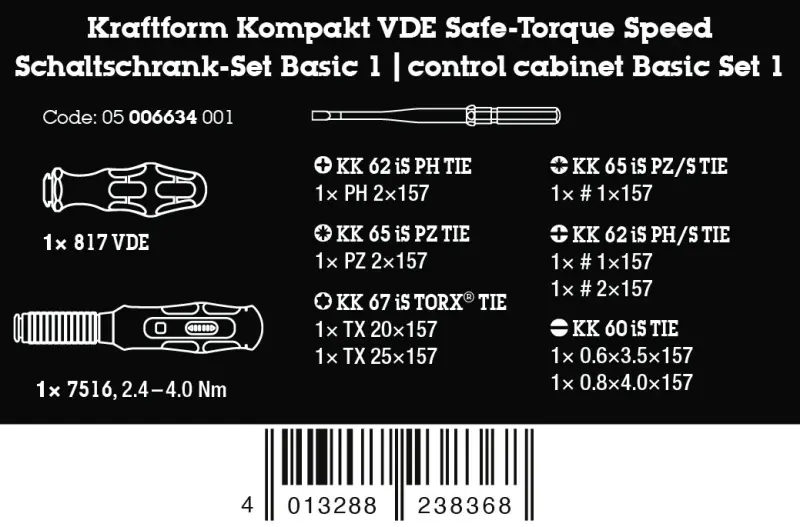 Wera 006634 Náradie pre skrutkové spoje rozvádzačov regulácia otáčok Kraftform Kompakt VDE Safe-Torque Basic 1 - 11 dielov (W05006634001)
