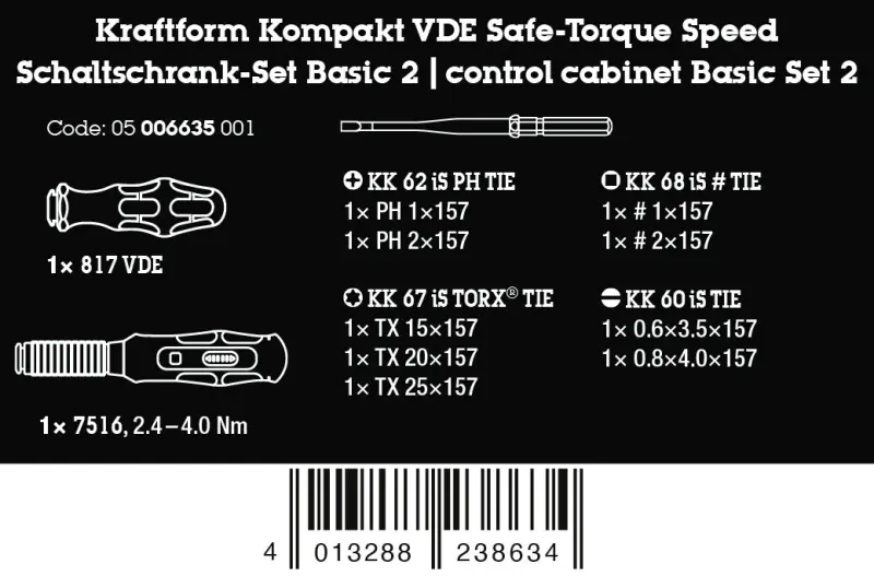 Wera 006635 Náradie pre skrutkové spoje rozvádzačov regulácia otáčok Kraftform Kompakt VDE Safe-Torque Basic 2 - 11 dielov (W05006635001)