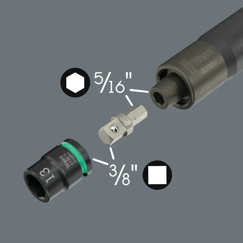 Wera 072018 Nástrčné hlavice 3/8" 10 ÷ 24 mm Impaktor 1 a rázový uťahovač 2090/16 - 16 dielov (W05072018001)