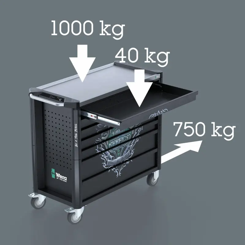 Wera 501881 Dielenský vozík Tool Rebel z nerezovej ocele XXL 9801, bez náradia (W05501881001)