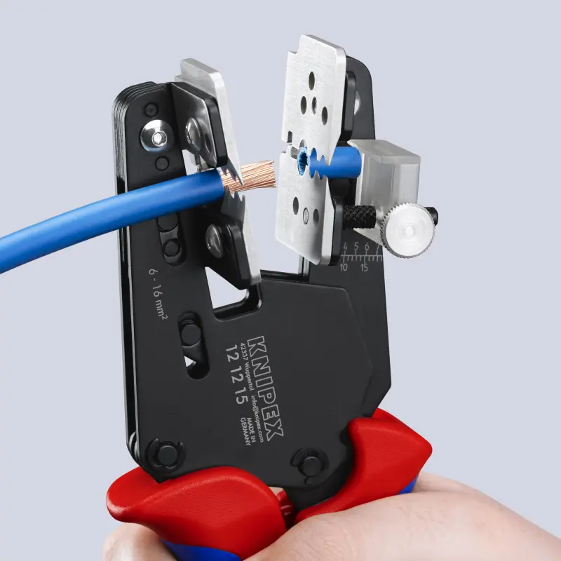 Přesné odizolovací kleště Knipex 12 12 15 (průřez 6 až 16 mm²) (K121215)