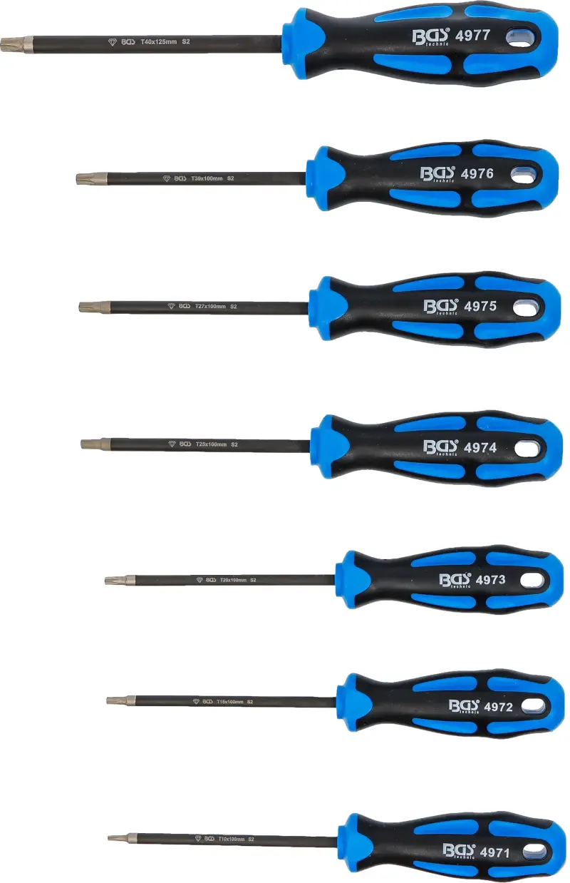 Šroubováky s diamantovým povlakem T-profil (pro Torx) T10 ÷ T40 BGS 4970  - 7dílná sada (BGS104970)