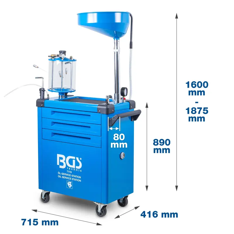 Servisní stanice BGS 7119 pro výměny oleje a sada klíčů na olejové filtry 70 l (BGS107119)
