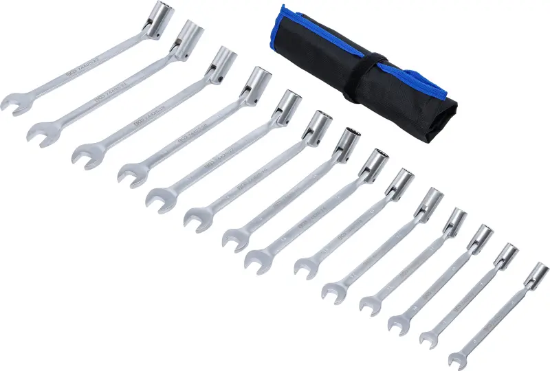 Očkoploché klíče s flexibilní očkovou hlavou 8 ÷ 22 mm - 14dílná sada (BGS1074425)