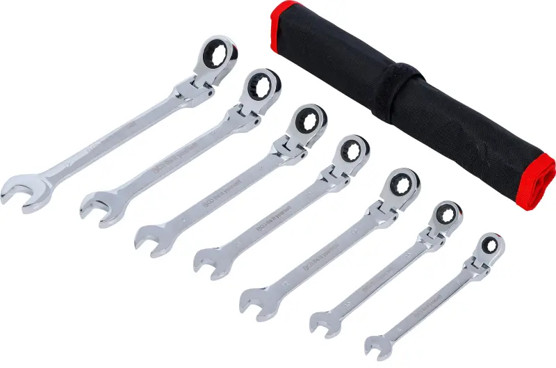 Ráčnové očkoploché klíče, flexibilní hlavy 8 ÷ 19 mm Kraftmann 90115 - 7dílná sada (BGS1090115)