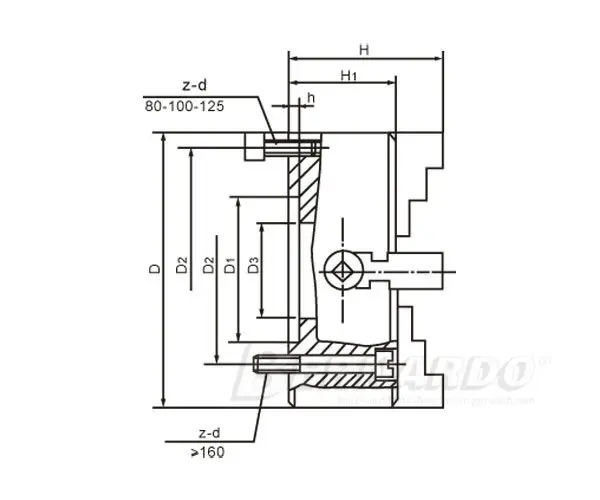 4čelisťové nesoustředné sklíčidlo Bernardo K72-400, DIN 6350 (BER215008)