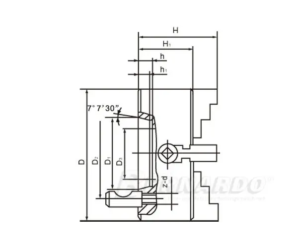 4čelisťové nesoustředné sklíčidlo Bernardo K72-200/D4, DIN 55029 (BER215059)