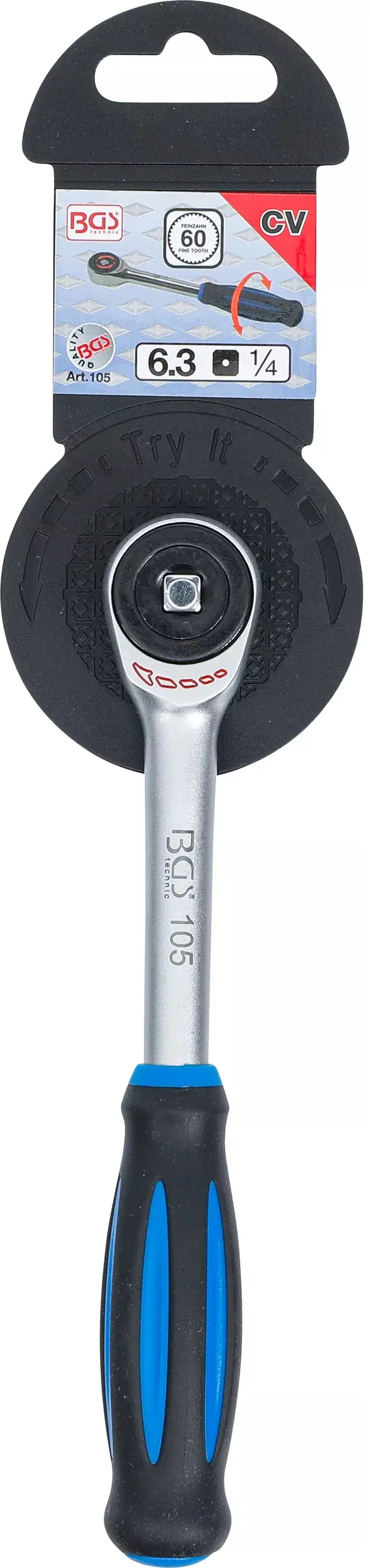 Přepínací ráčna 1/4" BGS100105 s otočnou rukojetí a posuvným čtyřhranem (BGS100105)