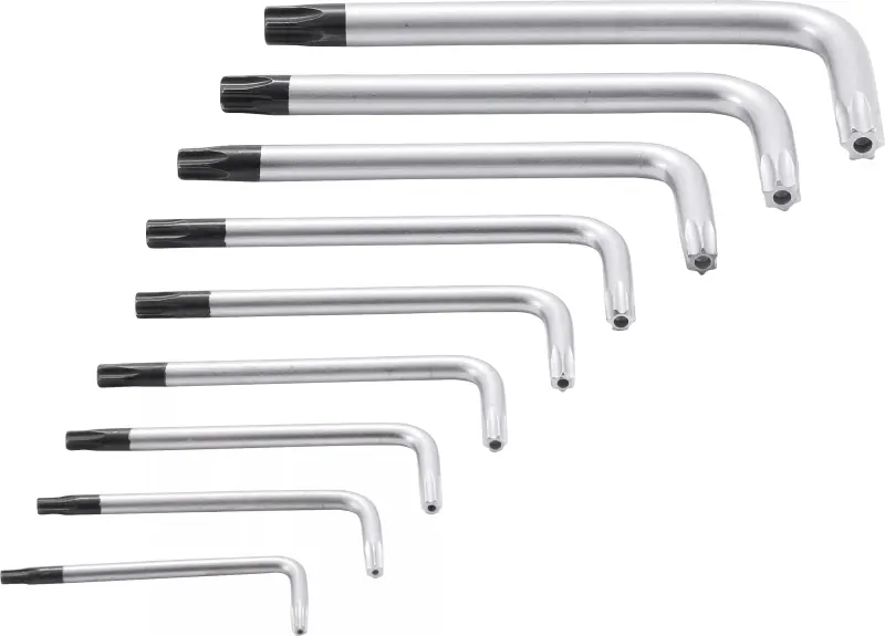 Zástrčné klíče T-profil (Torx) T10 ÷ T50 BGS100809 s vrtáním, krátké. (Sada 9 dílů). BGS 809  (BGS100809)