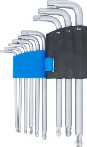 Zástrčné klíče T-profil T10 ÷ T50 s kulovou hlavou (Sada 9 dílů). BGS 818  (BGS100818)