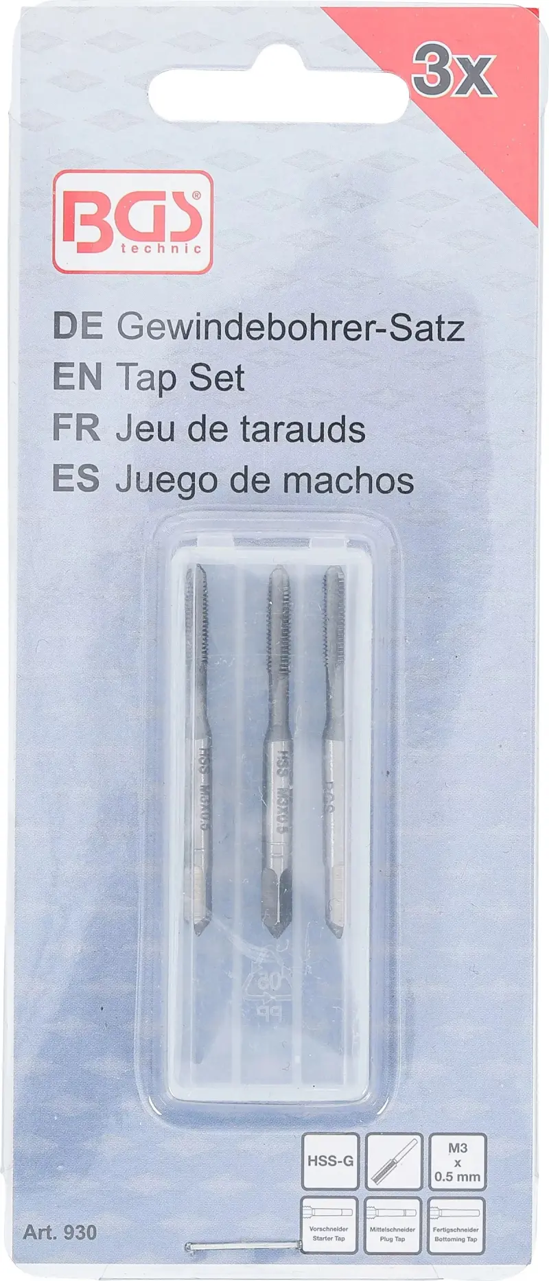 Sadový závitník M3 x 0,5 mm BGS100930 HSS-G (BGS100930)