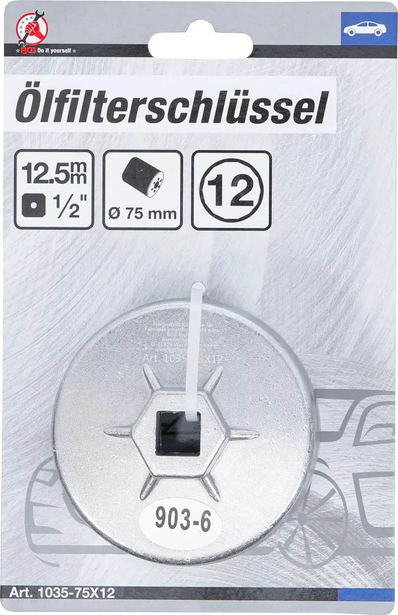 Klíč na olejové filtry Kraftmann průměr 75 mm, 12hranný BGS101035-75x12 (BGS101035-75x12)