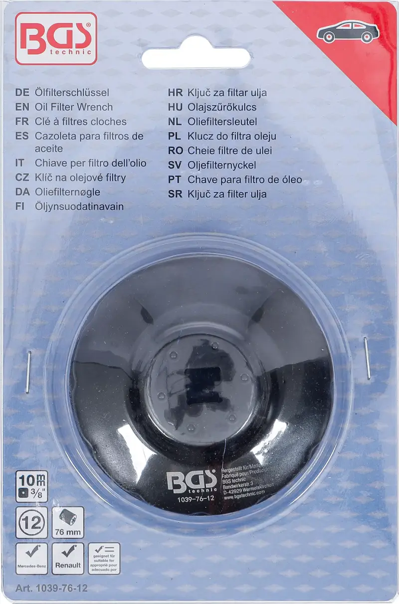 Klíč na olejové filtry průměr 76 mm, 12 drážek BGS101039-76-12 (Fiat, Mercedes-Benz, Renault) (BGS101039-76-12)