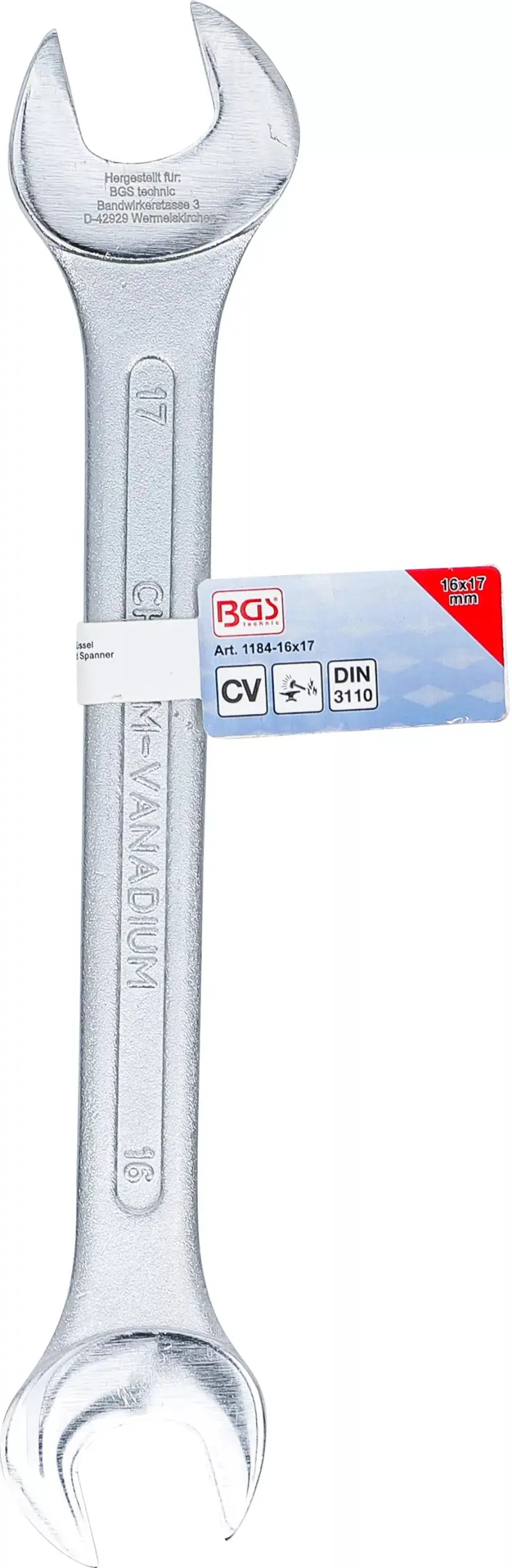 Oboustranný klíč 16 x 17 mm BGS101184-16x17, DIN 3110, chrom vanadium (BGS101184-16x17)
