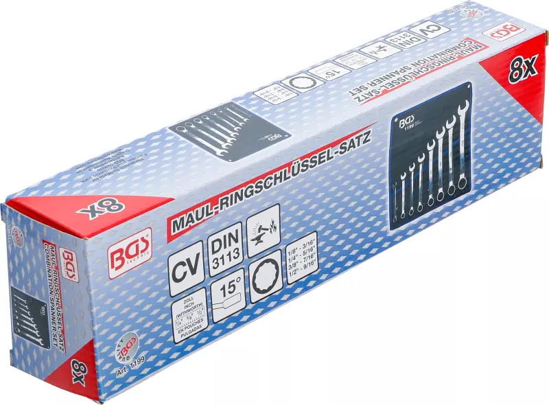 Očkoploché klíče 1/8" ÷ 9/16" BGS101199 palcové. Sada 8 dílů v tašce (BGS101199)