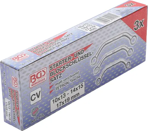 Oboustranné očkové klíče 10 ÷ 19 mm BGS101215, C-forma, dvanáctihran. Sada 3 díly (BGS101215)