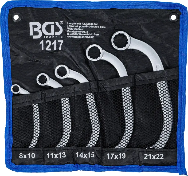 Oboustranné očkové klíče 8 ÷ 22 mm BGS101217, C-forma, dvanáctihran. Sada 5 dílů (BGS101217)