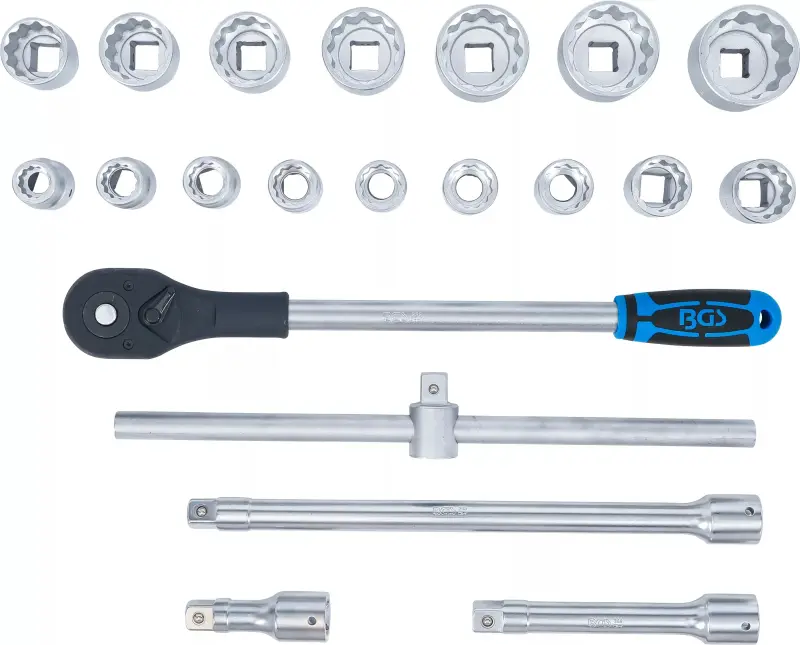 Gola sada 21K. Ráčna 3/4" 12hranný profil 9 ÷ 50 mm (21 dílů) BGS 1223 ((BGS101223)