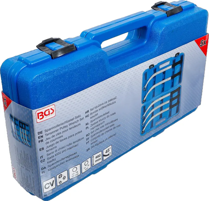 Očkové klíče 13 ÷ 19 mm BGS101310 vyhnuté pro klínové řemenice. Sada 5 dílů (BGS101310)