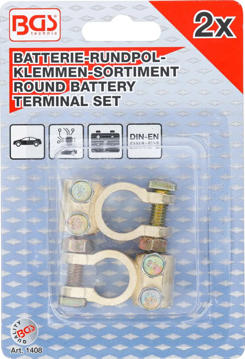 Svorky akumulátoru BGS101408, kulaté, mosazné (Sada 1 pár) (BGS101408)