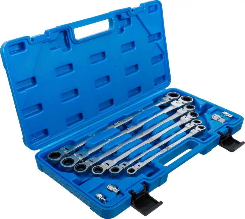 Očkové ráčnové klíče 8 ÷ 19 mm BGS101541, výkyvné, extra dlouhé. Sada 10 dílů (BGS101541)