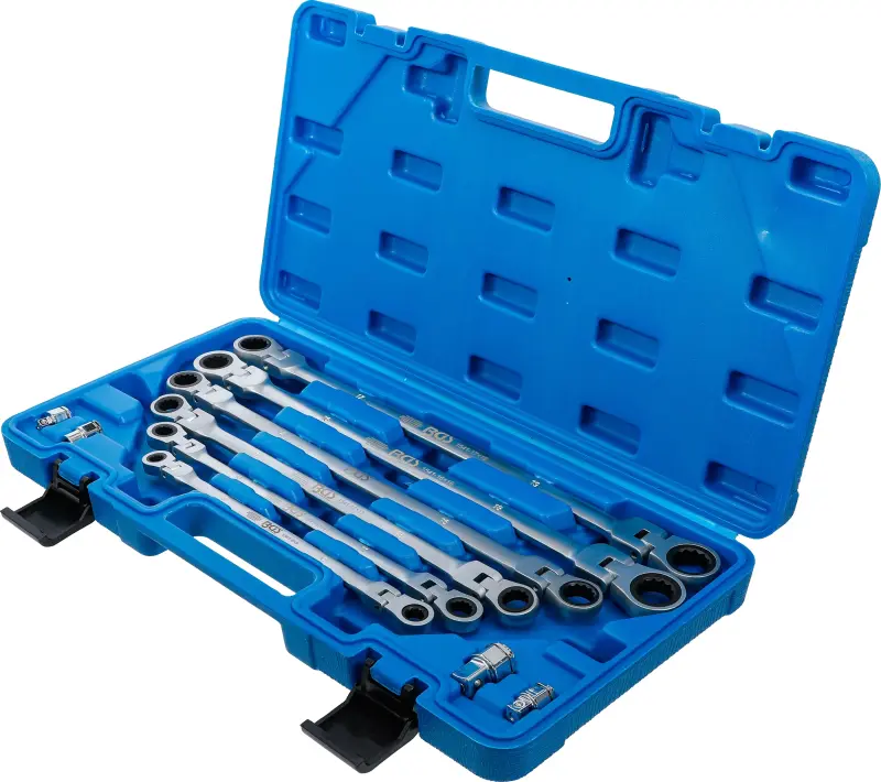 Očkové ráčnové klíče 8 ÷ 19 mm BGS101541, výkyvné, extra dlouhé. Sada 10 dílů (BGS101541)